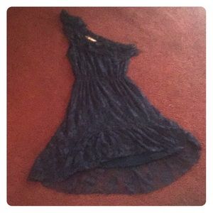 Navy lace one shoulder dress